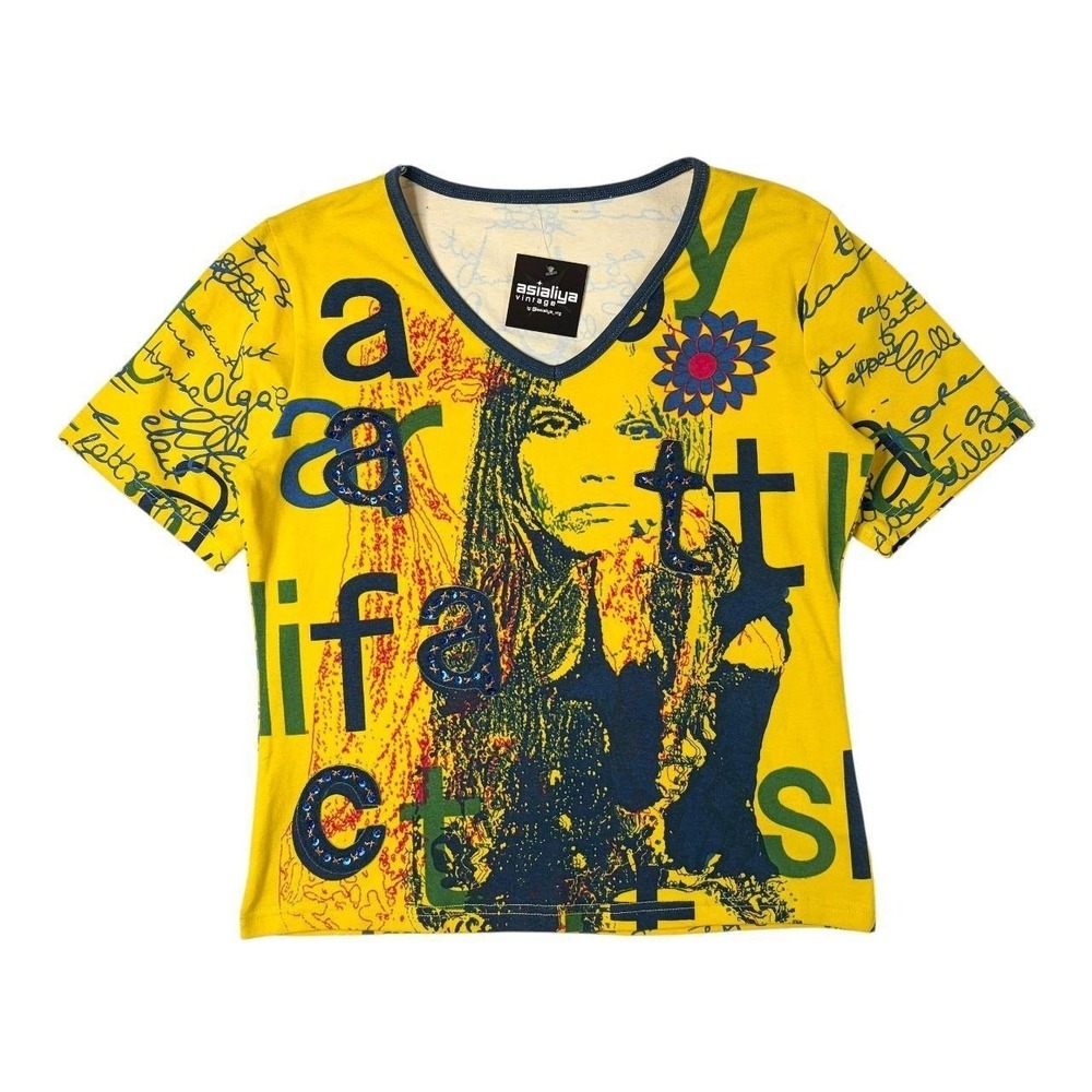 j-fashion face graphic patchwork tee